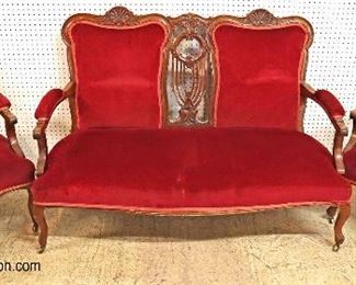 Lot 556
3 piece ANTIQUE SOLID Mahogany Victorian parlor set in the mohair style upholstery