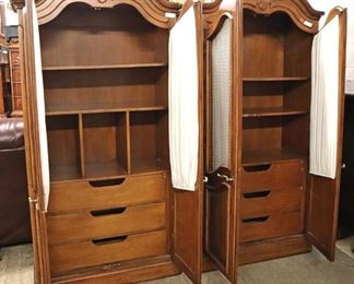 Lot 562
PAIR of Mount Airy country French style 2 door fitted armoires with wire mesh doors