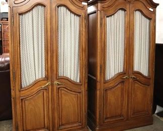 Lot 562
PAIR of Mount Airy country French style 2 door fitted armoires with wire mesh doors
