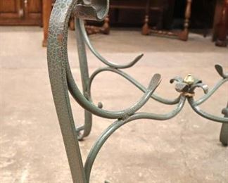 Lot 566
Decorator iron base 54" glass top breakfast table