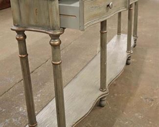 Lot 569
Paint decorated distressed 3 drawer console - Nice Size