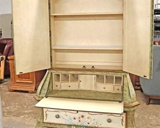 Lot 571
2 piece paint decorated secretary bookcase