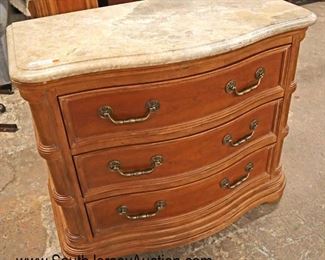 Lot 579
QUALITY Bernhardt Furniture marble top 3 drawer bachelor chest in the country maple finish