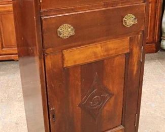 Lot 585
ANTIQUE 2 drawer 1 door silver chest in the mahogany with carved gallery