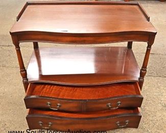 Lot 588
VINTAGE mahogany 2 drawer server with gallery