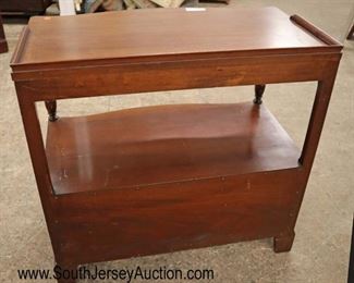Lot 588
VINTAGE mahogany 2 drawer server with gallery