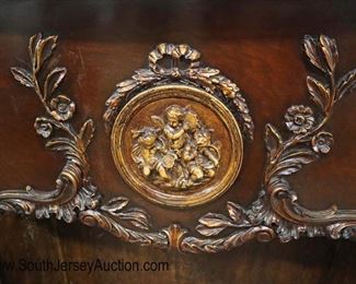 Lot 604
NICE semi antique carved and fancy fireplace mantle with cherub medallion