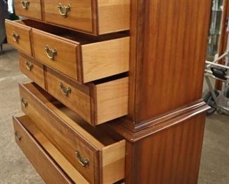 Lot 605
Drew Furniture SOLID cherry bracket foot 6 drawer chest on chest