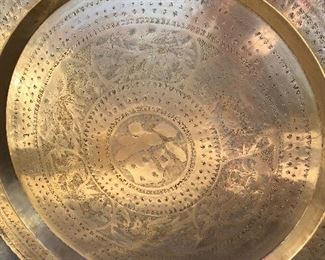 Solid Brass Tray Large 30" w Hanger Chinese