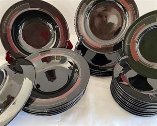 23 Pc Pasta Set Mikasa Galleria Black Porcelain China