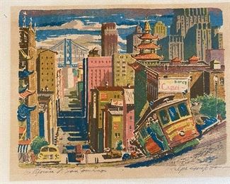 "California/San Francisco" 9x10" CA Artist Ralph Mapson Signed Serigraph