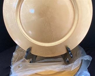 6 NEW & REAL Designer Lacquer Ware Gold Leaf Charger 12.75"