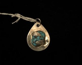 Native American Indian Silver/Turquoise Pendent