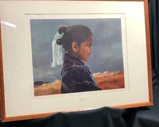 Hand Signed Print by Ray Swanson titled At'eed Yazhi (Little Girl) 33" W