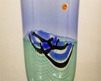 14" Tall Murano Italy Art Glass Vase - Signed Seguso Vito