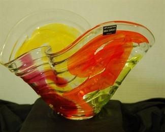 Large Romanian Art Glass Vase 10" H x 14" W