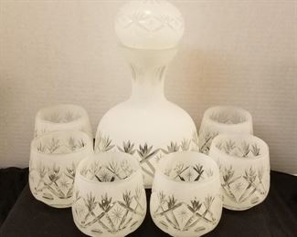 9" H Pitcher/Decanter w/6 Drinking Glasses