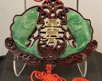 Chinese Wall Hanging - Double Carp Lucky Knots 11" W