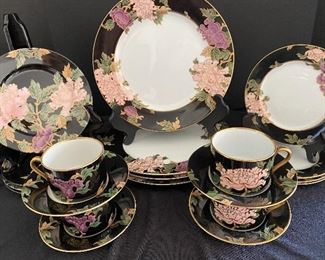 20 Pc Set for 4 Fitz & Floyd "Cloissone Peony" w Accent Plates