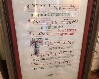 Framed antique sheet music piece  17.5”  x  24”  $80