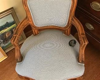 Antique child's bergere chair gorgeous fabric with a touch of whimsy 17.5"w x 24"h x 17"d $120