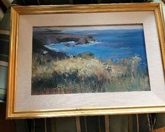 Villma Patteron oil titled "Sea Garden" Mendocino, California $240  measures 21.25” x 15.25”