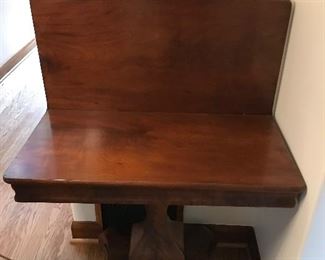 Stunning table with top opened up.  Use for extra dining, games and more while taking up less space.   34" x 17" x 30.5  price in previous photo