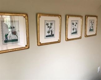 15.5" sq beautifully framed chinese prints set of 8 four shown here $1200