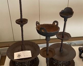 Set of antique iron "lanterns". $290