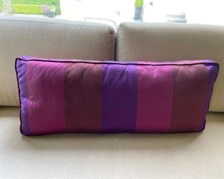 Custom pair of silk pillows with down inserts  37"l x 15"w x 4"d.  Asking $360 for the pair