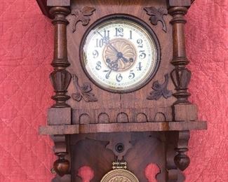 Antique German wall clocks for sale.  This is a Gustav Becker dom gong victorian clock $400