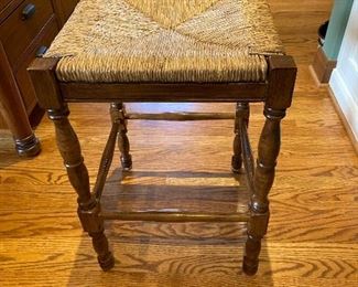 pair of rush seat counter stools 24” 16.5 sq  $180