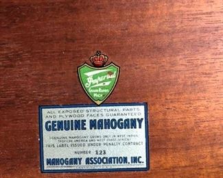 Manufacturers label on drum table