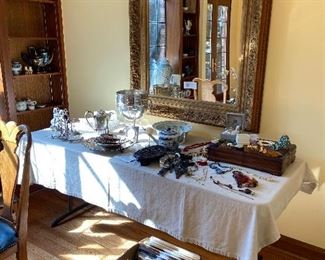 more collectibles including jewelry and watches. mirror sold in another photo but other items available for in-person sale Friday only