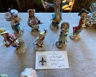 Dresden Volkstedt Monkey and 7 piece $400
