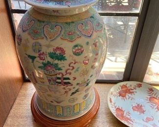Antique Chinese Lidded Urn on stand $480