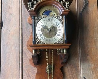 Thomas Tompion beechwood wall clock with lunar phase  $600 obo