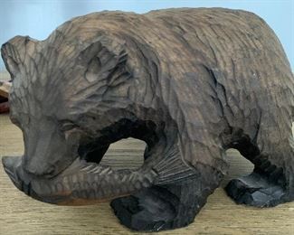 Alaska hand carved bear. 8 inches long