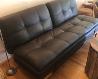 Black Leather Folding Couch