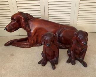 Wooden Dog with Puppies