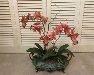 Artificial Orchid with Chinese Style Pot