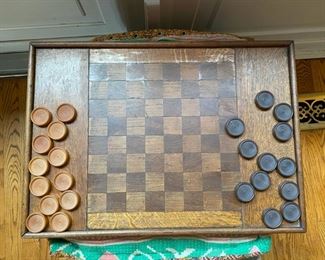Antique oak checker board                                          125.00      21 1/2"  x  15"
