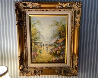 Oil Painting of floral market                                   125.00                17 1/2"h x 14 1/2"w