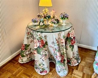 Floral decorator table                                                    85.00             23"h x 25" diameter