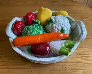 Italian ceramic bowl of vegetables                                   