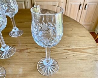 Cut glass goblets with etched flowers                         35.00 6pc.                  7 1/2"h