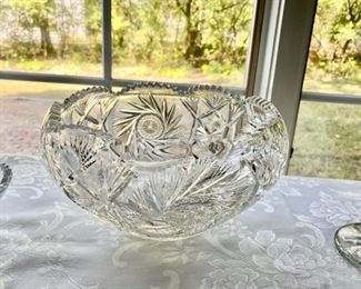 Cut glass bowl     6" h x 9 1/2" diameter                 75.00