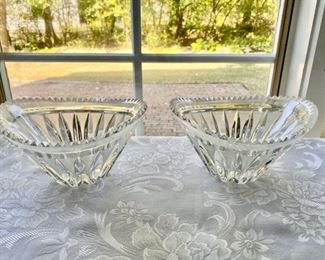 Pair cut glass bowl       4"h x 7"l x 6"w                 45.00 pr.