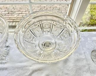 Pair cut glass footed bowls                                                          8"h x 9 1/2" diameter   