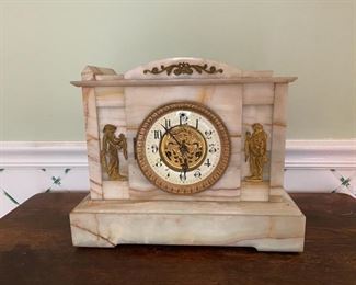 Waterbury marble mantle clock                        75.00                  not running  missing marble piece                                                       11"h x 14"w x 6"d       